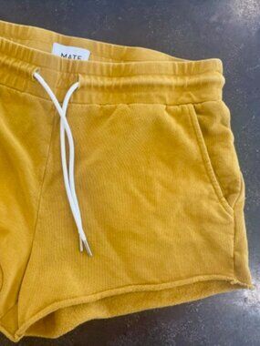 Mate the Label Gold Yellow Women's Organic Cotton Drawstring Sweat Shorts  Small